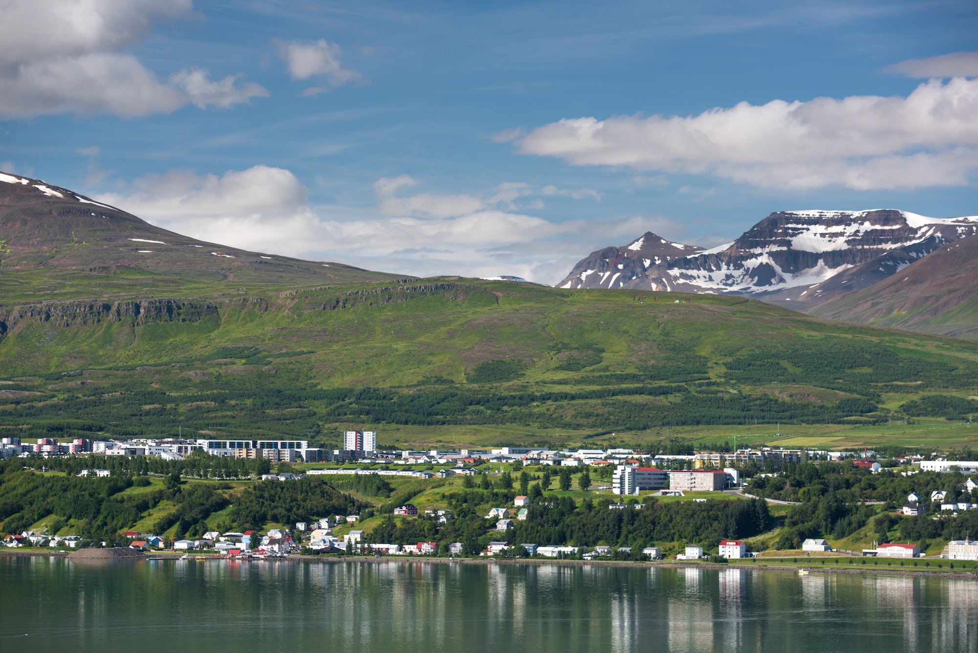 Beautiful Akureyri city in Iceland in Summer